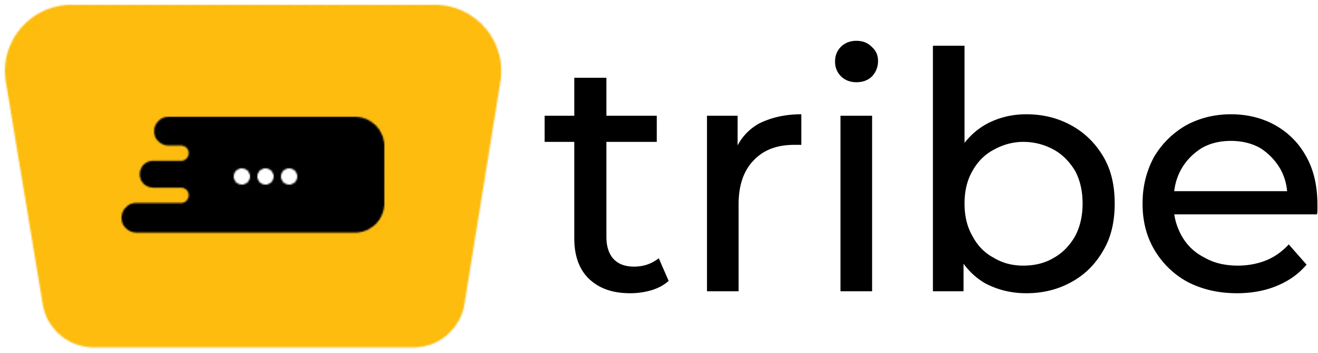 Tribe logo lockup: the yellow app icon beside the black tribe wordmark.